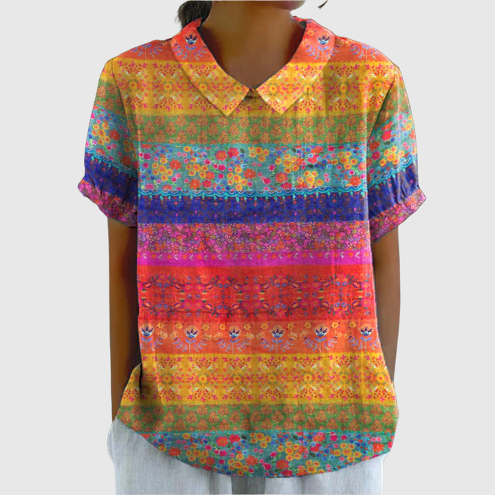 Maya | Floral Striped Shirt